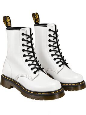 Dr Martens 1460 White Smooth Leather 8 Eye Combat Boots - Women's Size 6